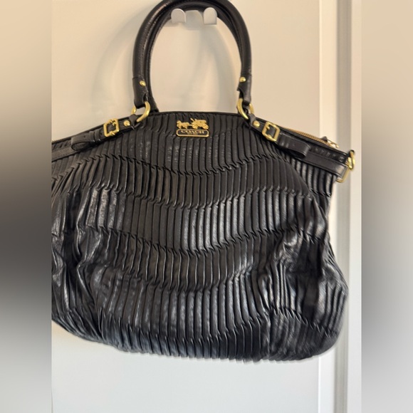 EUC Coach Black Pleated Leather Sophia Madison Satchel - Picture 2 of 7